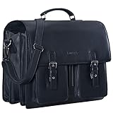 STILORD 'Anton' Aktentasche Leder XL Schwarz Vintage Lehrertasche Laptopfach 15,6 Zoll große Ledertasche zum Umhängen Trolley aufsteckb