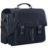 STILORD 'Anton' Aktentasche Leder XL Schwarz Vintage Lehrertasche Laptopfach 15,6 Zoll große Ledertasche zum Umhängen Trolley aufsteckb