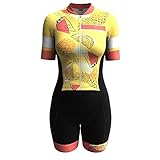 Triathlon Skinsuit Sommer Overall Frauen Radfahren Jersey Set 9d Gel Pad Kurzarm Fahrrad Kleidung Anzug (Color : 3, Size : M)