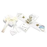 Frau WUNDERVoll® Explosionsbox Hochzeit Bastelset mit Aufklapp-Funktion Maße Box 10x10x10 cm (gefaltet), Gastgeschenk Geschenkbox Geldgeschenk Geschenk Vintage Scrapbook Mitgeb