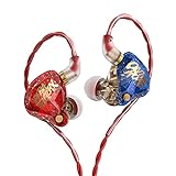 Kbear OS1PRO In-Ear-Ohrhörer für Musiker, Hi-Fi-Headset, Kopfhörer Verdrahtet, Graphene dynamische Bass, Geräuschunterdrückung, Auhörulen-abnehmbares Kabel (mit Mikrofon, Rot)