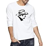 T-Shirt Herren Schick Drucken Rundhals Shirt Herren Regular Fit Einfachheit Mode Langarm Shirt Herren Frühling Herbst Sport Lassig Basic T-Shirt Herren VB02 S