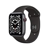 Apple Watch Series 6 (GPS + Cellular, 44 mm) Aluminiumgehäuse Space Grau, Sportarmband Schw