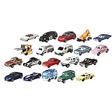 Matchbox FGM48 - 20er-Pack mit Poster, 1:64 Die-Cast Fahrzeuge Geschenkset, je 20 Spielzeugautos, zufällige Auswahl, für Sammler und Kinder ab 3 J