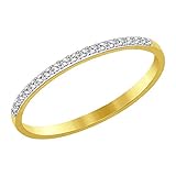 SOKOLOV Jewelry 585 Gold Damen Ring mit Zirkonia Steinen I feiner Ring Damen Verlobungsring Gold I Exklusiver Ehering I Designer Damen-Schmuck I zarter Gelb-Goldring mit Zirkonia (17,5)