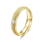 Agoble Freundschaftsringe Frau Frau, Stainless Steel Ring Gold Edelstahl Perlensand Größe 62 (19.7) Frei G
