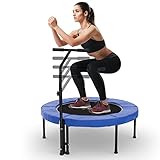 Kinetic Sports Fitness Trampolin Indoor | Testbild Top Marke Garten Sieger Design 2021 | Ø 102cm | extra leise und gelenkschonend | Gummiseilfederung | 4-Fach höhenverstellbarer Halteg