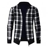 Strickjacke Feinstrick Herren Warm Plaid Sweater Strickpullover Mit Reißverschluss - Cardigan Kariert Winterpullover Langarm Shirts Herbst Winter Jacke Regular Fit Grobstrick Pulli Übergangsjack
