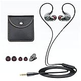 Dual-Treiber Kopfhörer in Ear mit Kabel Stecker und Mikrofon, Holiper Kopfhörer 3.5mm Klinkenstecker, Satte Bässe Ohrhörer, 1,2 m Verstärktes Langlebig Kabel, für Telefon Laptop PC Tablet MP3-Play