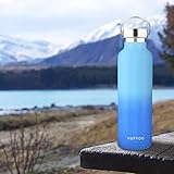 IROO Trinkflasche Edelstahl 750ml Isolierte Termosflaschen mit Griff Doppelwandig für heiße und kalte Getränke Sporttrinkflasche für Sport Outdoor Büro Schule Camping(Hellblau-Blau)