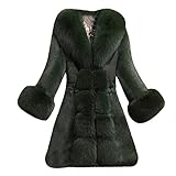 TTWOMEN Winter Damen Revers Fuzzy Cardigan Mantel Kunstpelz-Gras Warm Outwear Mantel Plüsch Lange Jack