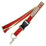 Schlüsselband Lanyard Keyholder Schlüsselanhänger rot/Neongelb mit nachleuchtendem Aufdruck Feuerwehr 112 und Silber reflektierenden Nähten 90cm Länge 25mm b