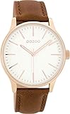 Oozoo Damenuhr mit Lederband 40 MM Rose/Weiss/Braun C8543