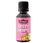 Flavour Drops GymQueen Tasty Drops 30ml, kalorienfreie, zuckerfreie und fettfreie Flavdrops, Aroma Tropfen zum Süßen von Lebensmitteln, Geschmackstropfen ohne Künstliche Farbstoffe, Pfirsich-E