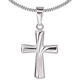 Clever Schmuck Set Jugendliche Kreuzkette Anhänger kleines Kreuz 17 mm mit 3 geschwungenen Bögen glänzend & Kette Panzer 40 cm STERLING SILBER 925 für Kinder im Kreuz-E