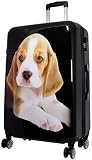 Trendyshop365 Hartschale Reisekoffer Foto Bedruckt - Beagle Welpe - 78 cm 107 Liter 4 Rollen Hunde-M