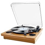 Plattenspieler, Bluetooth Schallplattenspieler Vinyl Plattenspieler Turntable und Digital Encoder mit Lautsprecher Riemenantrieb Aux-In RCA 33/45/78 U/min - N