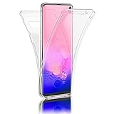 Kaliroo 360° Schutzhülle Klar kompatibel mit Samsung Galaxy S10 Hülle, Transparente Silikon Rundum Handyhülle Full-Body Case Slim Cover, Dünne Handy-Tasche Phone Etui Vorne & Hinten Komplett-S