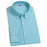 SSBZYES Herrenhemden, Herren Langarmhemden, Herren Gewaschene Hemden, Freizeitoberteile, Outdoor Armeegrün Baumwolle Oxford Langarm Weiß