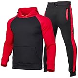 Eternali Jogginganzug Sets Herren Colorblock Patchwork Sportanzug Fitness Jogging Traininganzug Mit Kapuze Freizeitanzug Fitnessanzug Hoodie Sweatshiret und Hose Sport Gym Männer Sportswear O