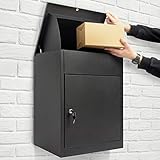 Todeco Paketbriefkasten mit Briefkasten, Abschließbare Paket Postkasten mit Rückholsperre, Standbriefkasten oder Wandbriefkasten, Box Paket geeignet für Hause Apartment Schule Büro, 58x44.5x35