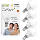 Lumare LED Lampe Energiesparlampe E14 G45 5er Set LED Birne 5 Watt 425 Lumen Leuchtmittel ersetzt 40 Watt Glühbirne warmweiss 2700K Abstrahlwinkel 200° Trop