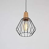 Glighone Industrie Pendelleuchte Vintage Landhausstil Hängelampe Retro Hängeleuchte Modern Industrielampe Holz+Eisen Drahtkäfig Cage Deckenleuchte E27 für Wohnzimmer Esszimmer Schlafzimmer E
