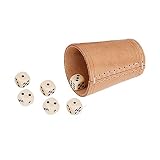 GICO Qualitäts Würfelbecher (echt Leder) Standard (9 cm) mit 6 Würfeln - 5902