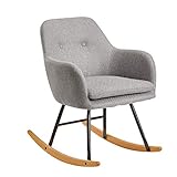 KADIMA DESIGN Schaukelstuhl Hellgrau Relaxsessel Stoff Schaukelsessel Schwing