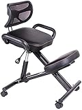 SEAAN Ergonomischer Kniestuhl, höhenverstellbarer Bürostuhl Gute Haltung Rahmen PU-Ledersitz Mit Rolle Für Büro Home Kapazität 330 lb