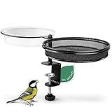 WILDLIFE FRIEND I Vogelfutterspender und Vogeltränke hängend - mit Balkonhalterung ∅ 18cm I 2-in-1 Vogeltränke Balkon, Vogelhaus Garten Metall für Sommer Vog