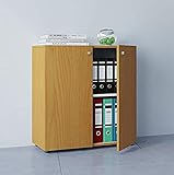 VCM Büroschrank Aktenschrank Bücherregal Universal Ordner Schrank Regal Buche 70 x 70 x 39 cm 'Vandol Mini'