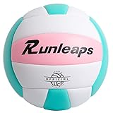 Runleaps Weicher Volleyball für den Innenbereich, wasserdicht, leichte Haptik, Freizeitball für Pool, Fitnessstudio, drinnen und draußen, Rosa / Hellblau, Größe 5