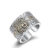 QLJYT Echt 925 Sterling Silber Ringe, Männer Einstellbare Punk Rock Englisch Brieföffnung Männer Einstellbarer Ring Schmuck