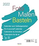 Foto-Malen-Basteln Bastelkalender weiß groß 2022: Fotokalender zum Selbstgestalten. Do-it-yourself Kalender mit festem Fotokarton. Format: 30 x 35