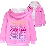 Rebecca Zamolo Mantel Hoodie für Jungen und Mädchen Sweatshirt Kinder Zamfam Plüsch Hoodie Rebecca Zamolo Merch, rose, 5-6 J