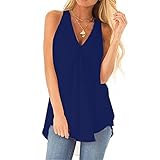 WAQD Mode Frauen Casual T-Shirt Damen Ärmellos Weste Hemd Lose Tank Tops Plus Größe Freizeit Oberteile Tees Damen Tank Top Vest Träger V-Ausschnitt Tank Ärmelloses T-Shirt Oberteil Tank Top