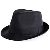 PORSYOND Fedora Hut Herren/Damen Panama Hut Sommer Trilby Derby Hut Filzhut Herren Winter Jazz Hut mit Band (B-Schwarz, Gewebe)