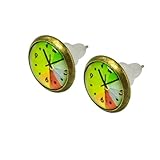 1 Paar schöne Ohrstecker in Uhrenform Uhr lelb orange türkis Ohrring grün Zeiger, Modell:Modell 3