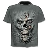 3D Printed Skull Herren T-Shirt Sommer Rundhals Street Cool Herren Kurzarm XXL
