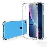 Hually Ultra Hybrid Kompatibel mit iPhone XR Hülle, Hochwertig Transparent（Antivergilben） PC Back Silikon Rahmen Handyhülle für iPhone XR mit TPU Stoßfest Fallschutz Bumper,