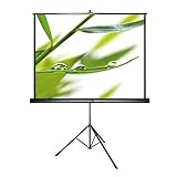 DELUXX Advanced Stativ-Leinwand Mobile leichte Heimkino- und Business-Beamer-Leinwand mit integriertem Keystone-Bügel zur Trapezkorrektur und Tragegriff - 1:1 - 172x172 cm - 96 Z