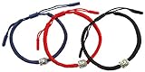 Lucky Buddhist Set 3 Tibetisches Glücks Armbänder + Anhänger/Halskette! Handgemacht. Einstellbar für Ihr Handgelenk. Für Männer Frauen Teen. Geflochtene Stoff Freundschaftsarmbänder. Rot Blau Schw