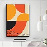 Abstrakte Plakate und Drucke Bauhaus Orange Shapes 1923 Ausstellung Poster Wandkunst Bild Leinwandmalerei für Raum Wohnkultur 50x70cm (20x28in) Kein R