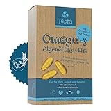 Testa Omega-3 Kapseln vegan – Mit DHA- und EPA-Fettsäuren aus Algenöl – 100 % pflanzlich – Plus Vitamin E – 60 Softkap