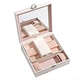 SMEJS Leder Schmuck Aufbewahrungsbox WTIH Reise Kleine Organizer Ohrring Ring Halskette Watchcask