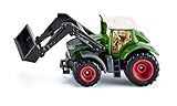 siku 1393, Fendt 1050 Vario Traktor mit Frontlader, Grün/Schwarz, Beweglicher Frontlader, Abnehmbare Kabine, Reifen aus G