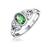 Freundschaft Triquetra Keltischeknoten Versprechen Ring Für Frauen Für Teen Oval Kelly Grün Simuliert Smaragd 925 Sterling Silb