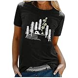 T-Shirts für Damen Oversize Blusen Große Größen Tops Casual Lose Hemdbluse Elegant Blusentops Rundhalsausschnitt Freizeithemden Basic Hemd Lässig Sommershirts Drucken Tunika S