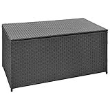 Amdohai Gartenbox Aufbewahrung Wasserdicht 120 x 50 x 60 cm Sitzbank mit Stauraum Poly Rattan Gartenmöbel Auflagenboxen Outdoor Schrank für Decken Kissen Sitzpolstern Spielzeug Büchern,Schw